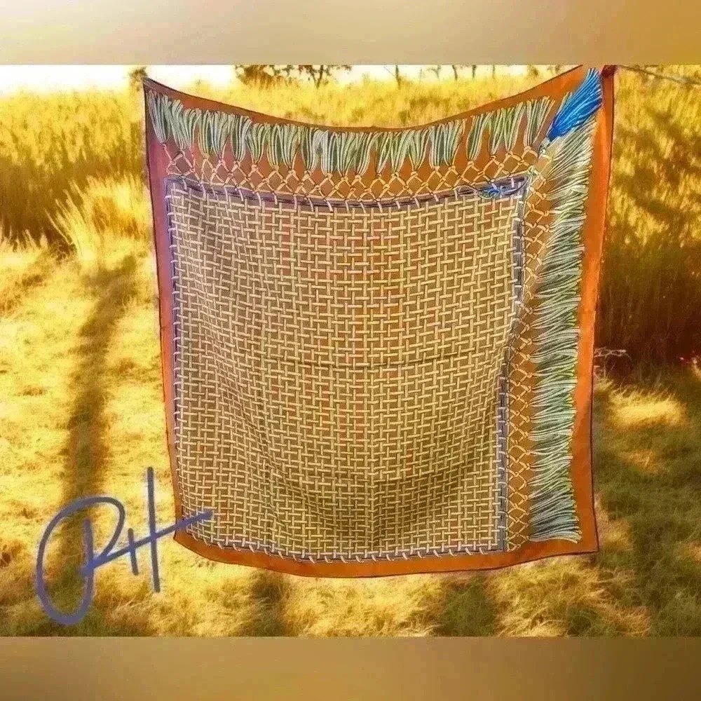 Gorgeous fall silk scarf with basket weave design